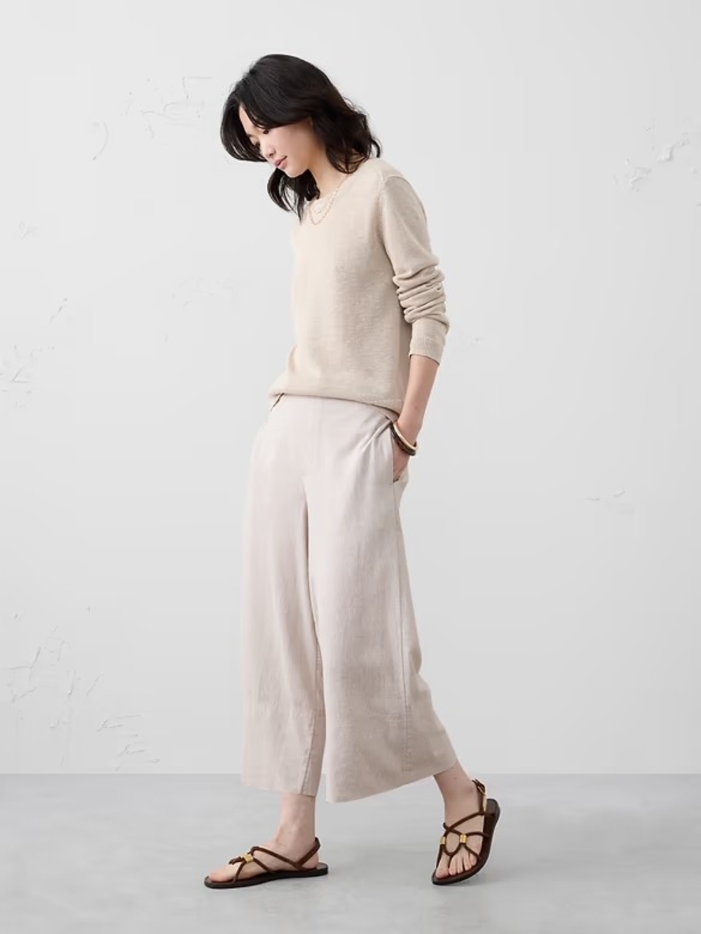 Banana Republic Factory Cream Wide-Leg Crop Pants